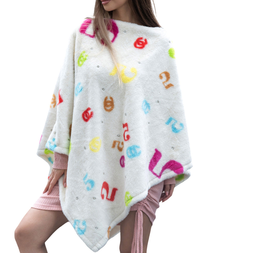 Multicolor Faux Fury Poncho