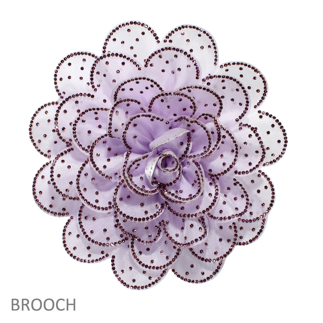 Big Flower Fabric Brooch With Accent