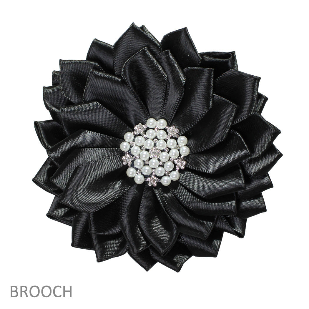 Big Fabric Flower with Pearl, Crystal Rhinestone