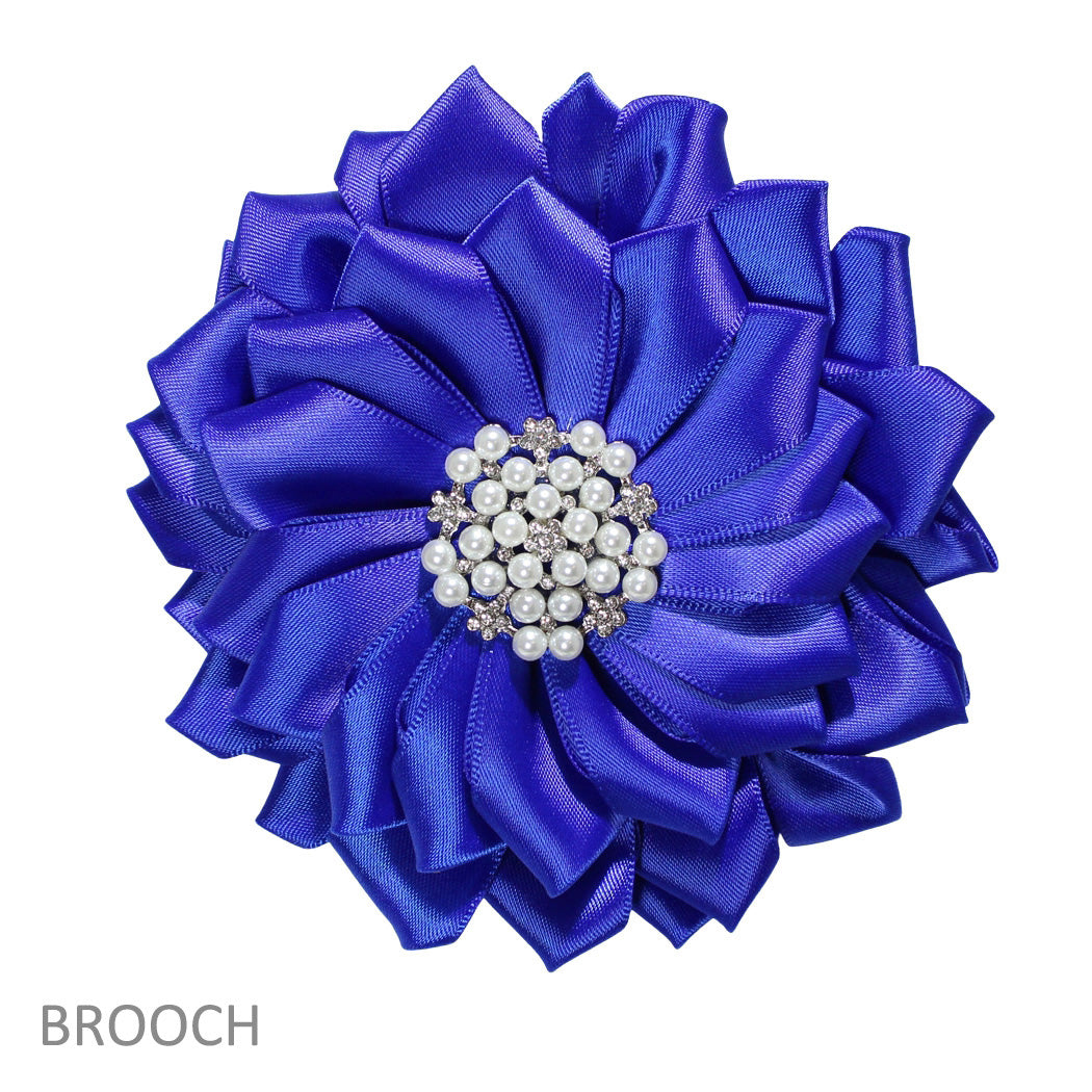 Big Fabric Flower with Pearl, Crystal Rhinestone