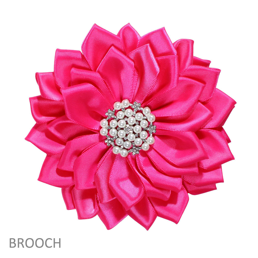Big Fabric Flower with Pearl, Crystal Rhinestone