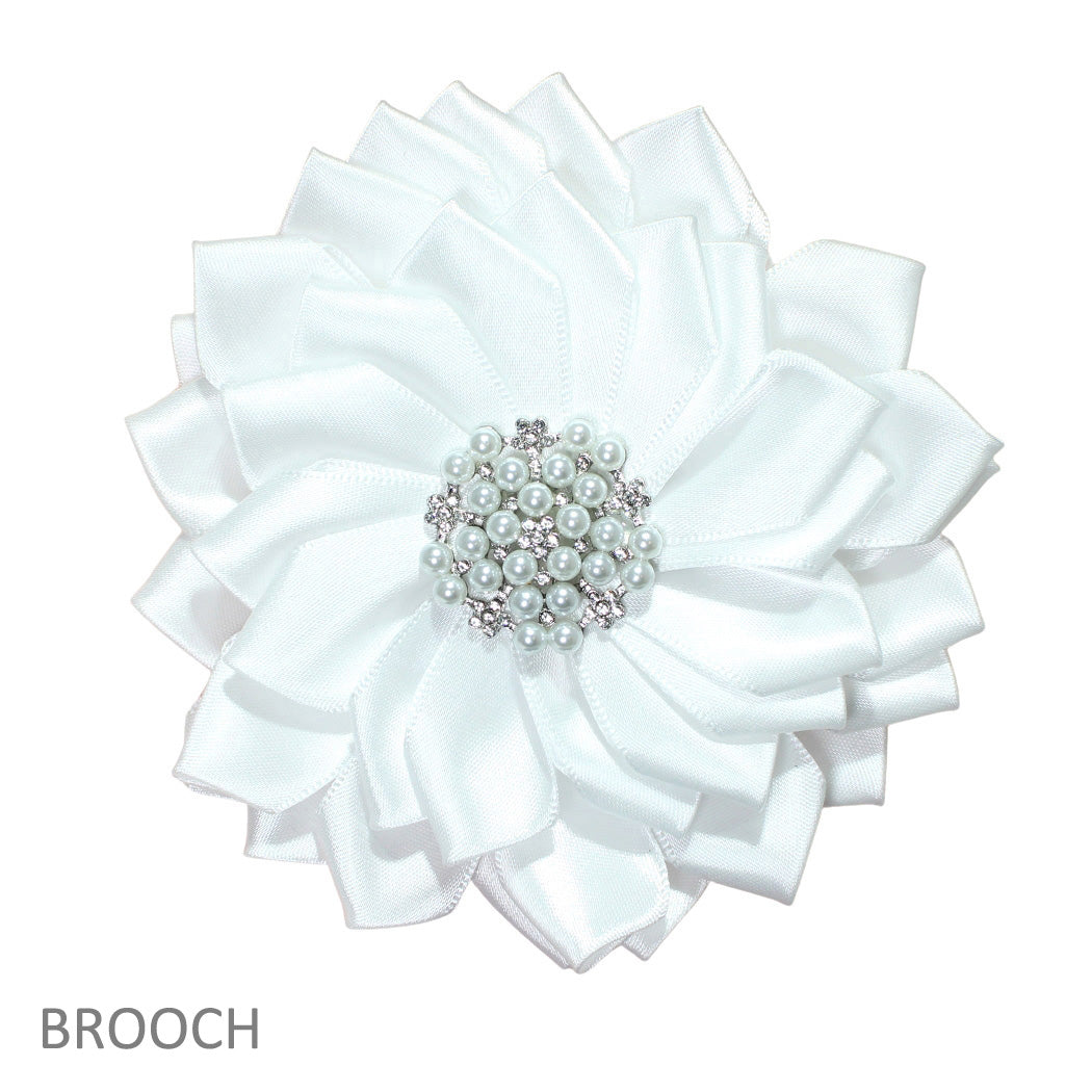 Big Fabric Flower with Pearl, Crystal Rhinestone