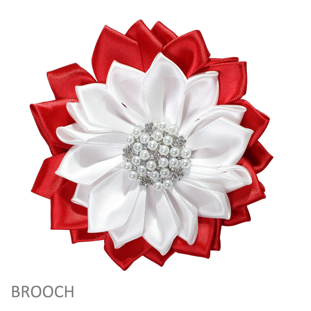 Big Fabric Flower with Pearl, Crystal Rhinestone