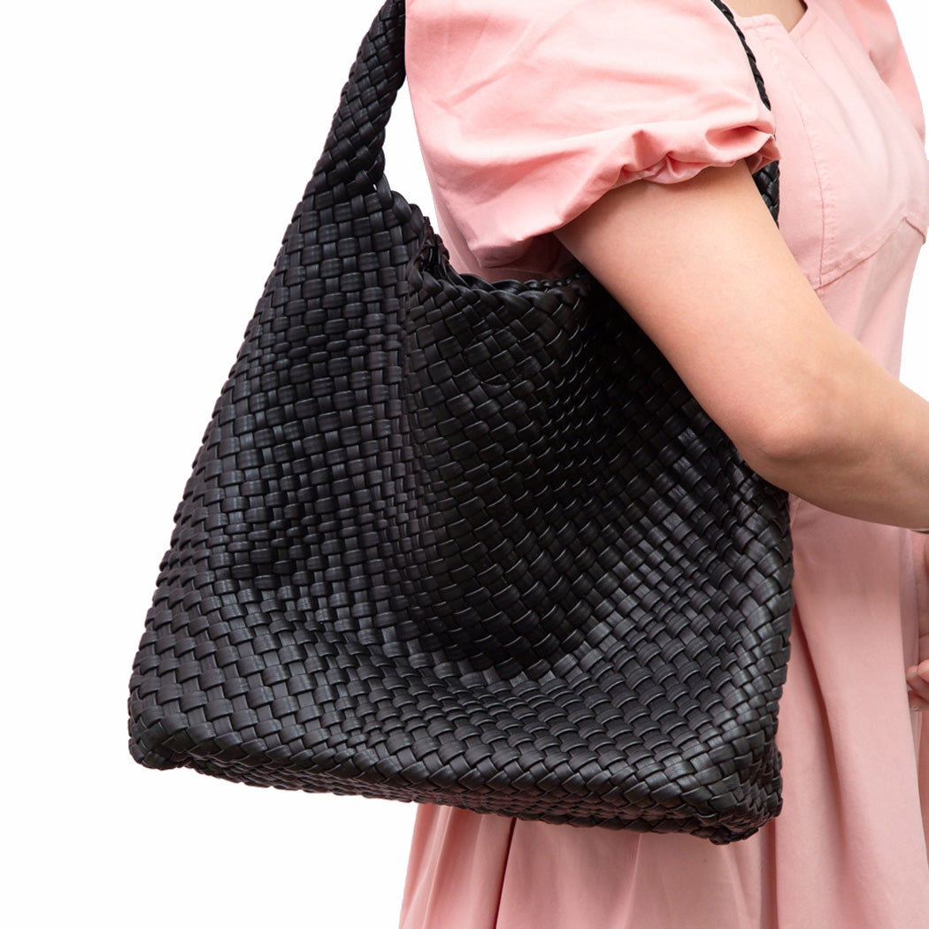 Woven Leather Tote Shoulder Bag