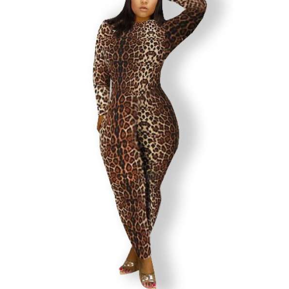Leopard & Zebra Long Sleeve Jumpsuit