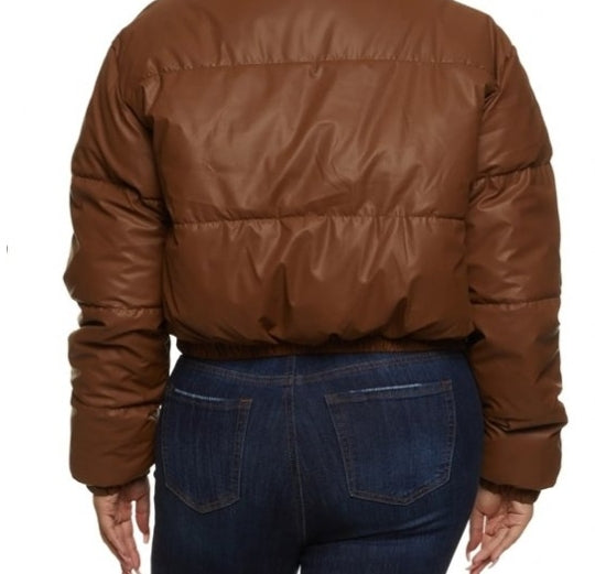 Faux Leather Crop Coat