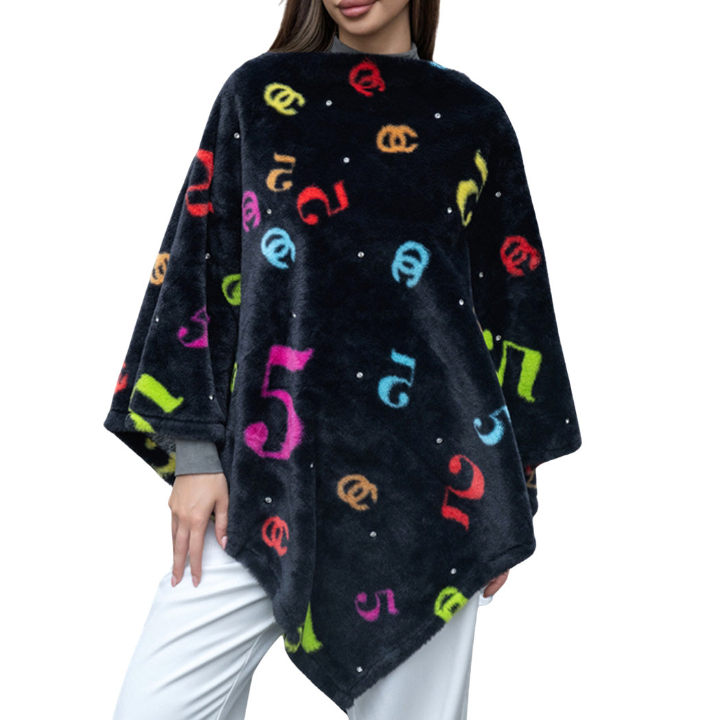 Multicolor Faux Fury Poncho