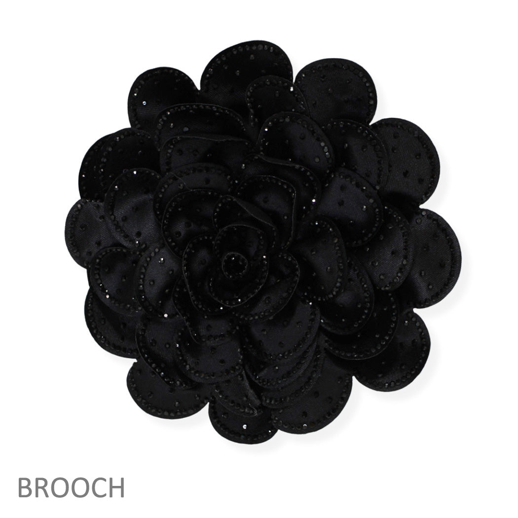 Big Flower Fabric Brooch With Accent