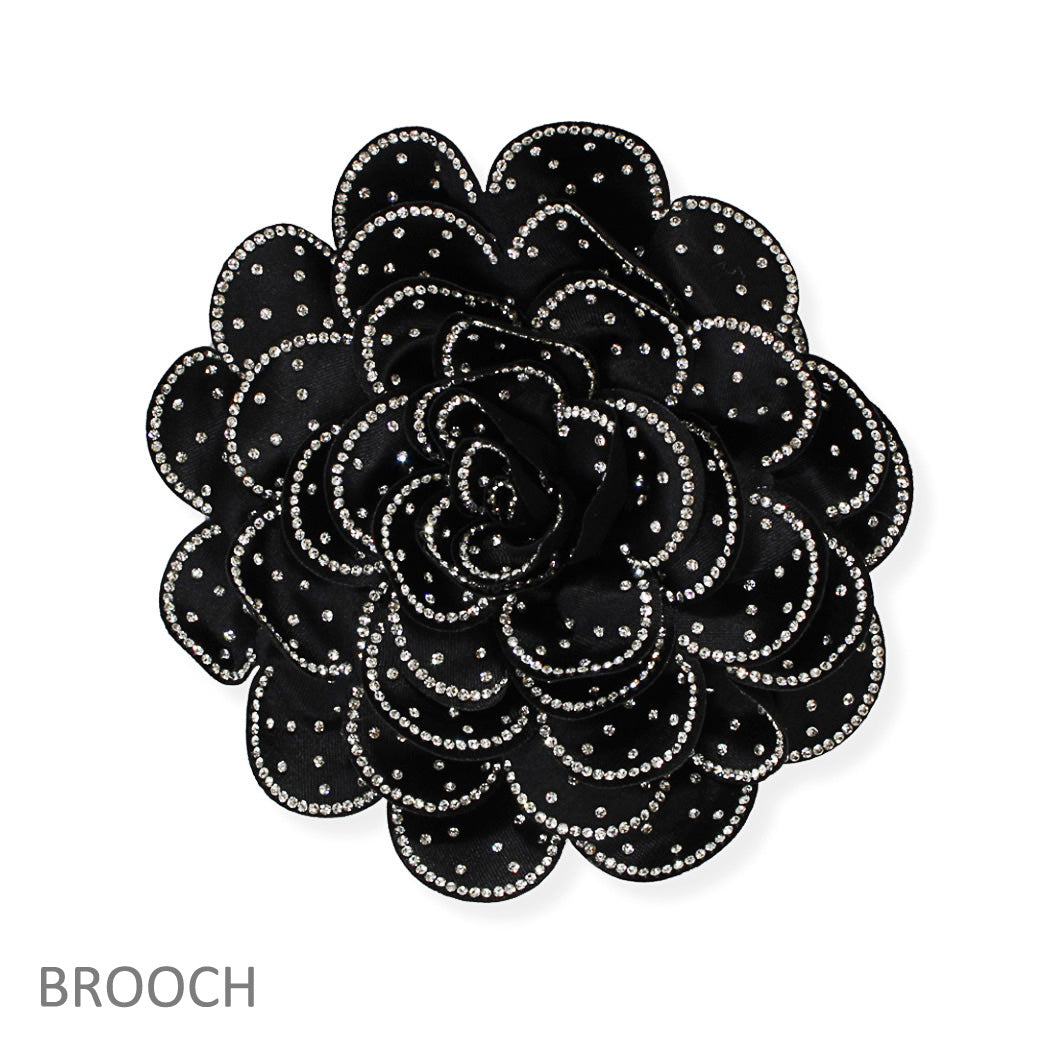 Big Flower Fabric Brooch With Accent