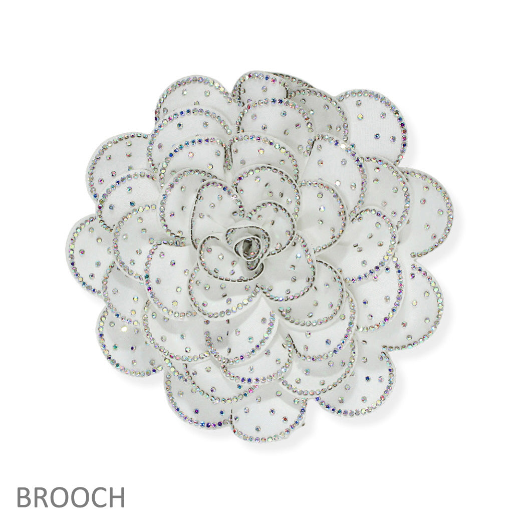 Big Flower Fabric Brooch With Accent
