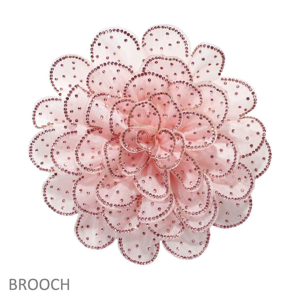 Big Flower Fabric Brooch With Accent