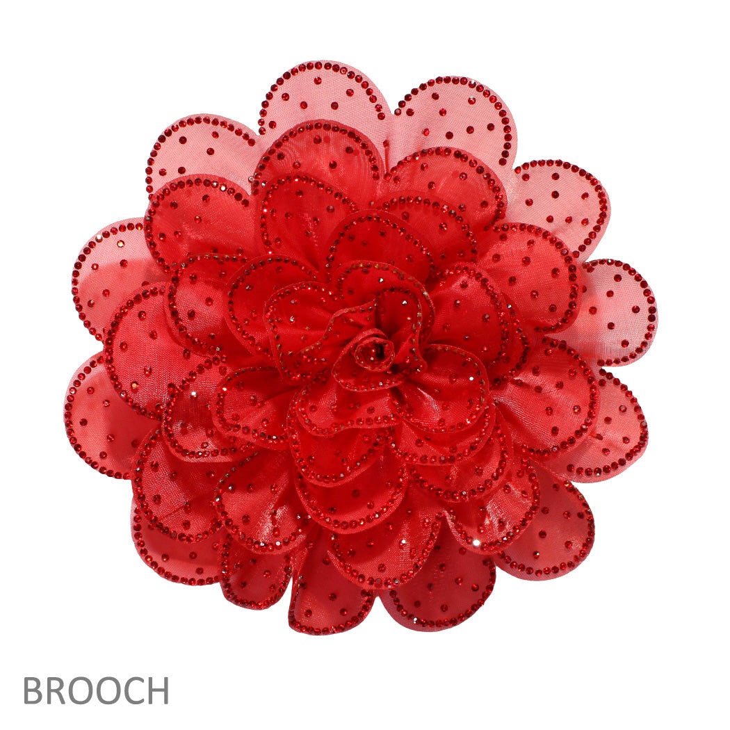 Big Flower Fabric Brooch With Accent