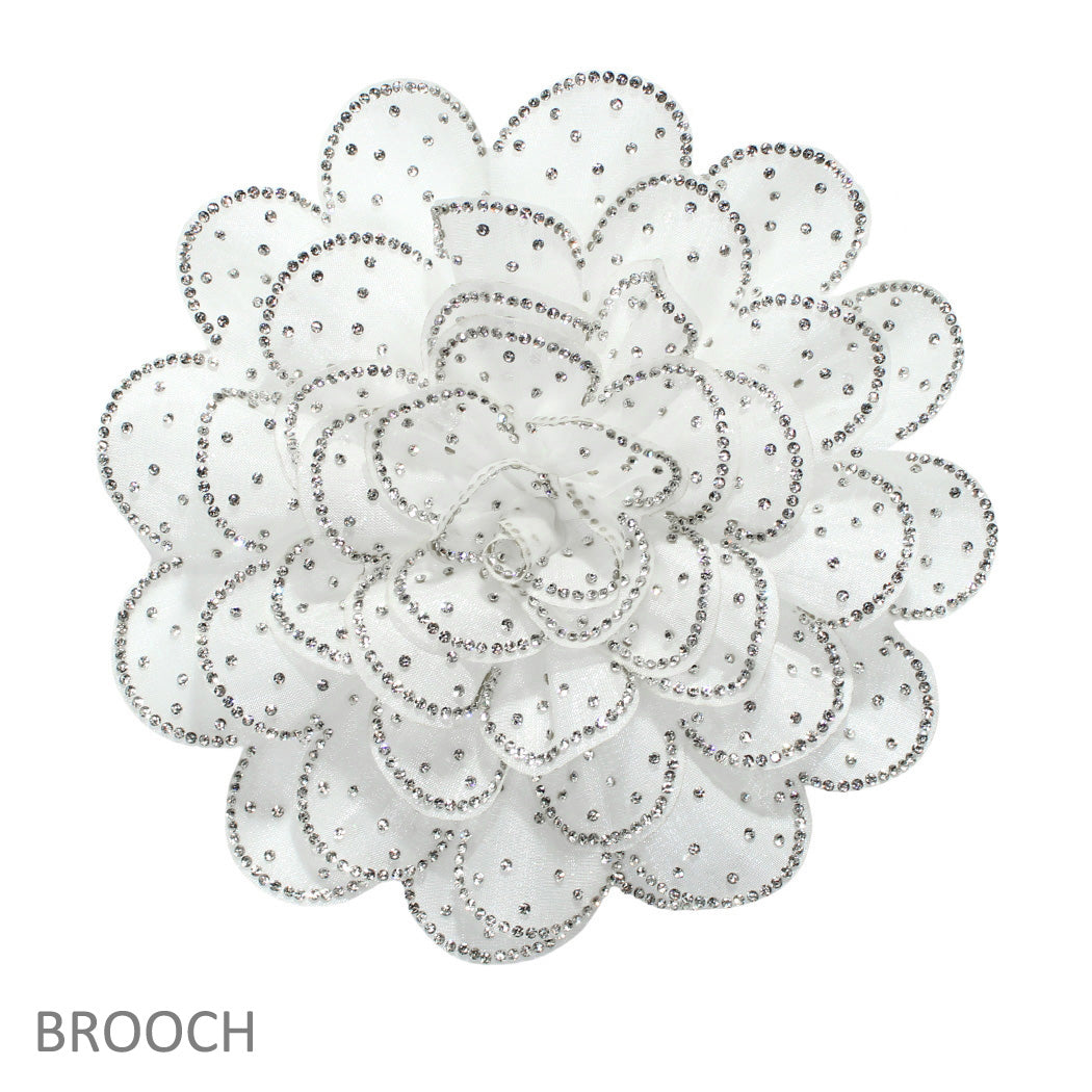 Big Flower Fabric Brooch With Accent