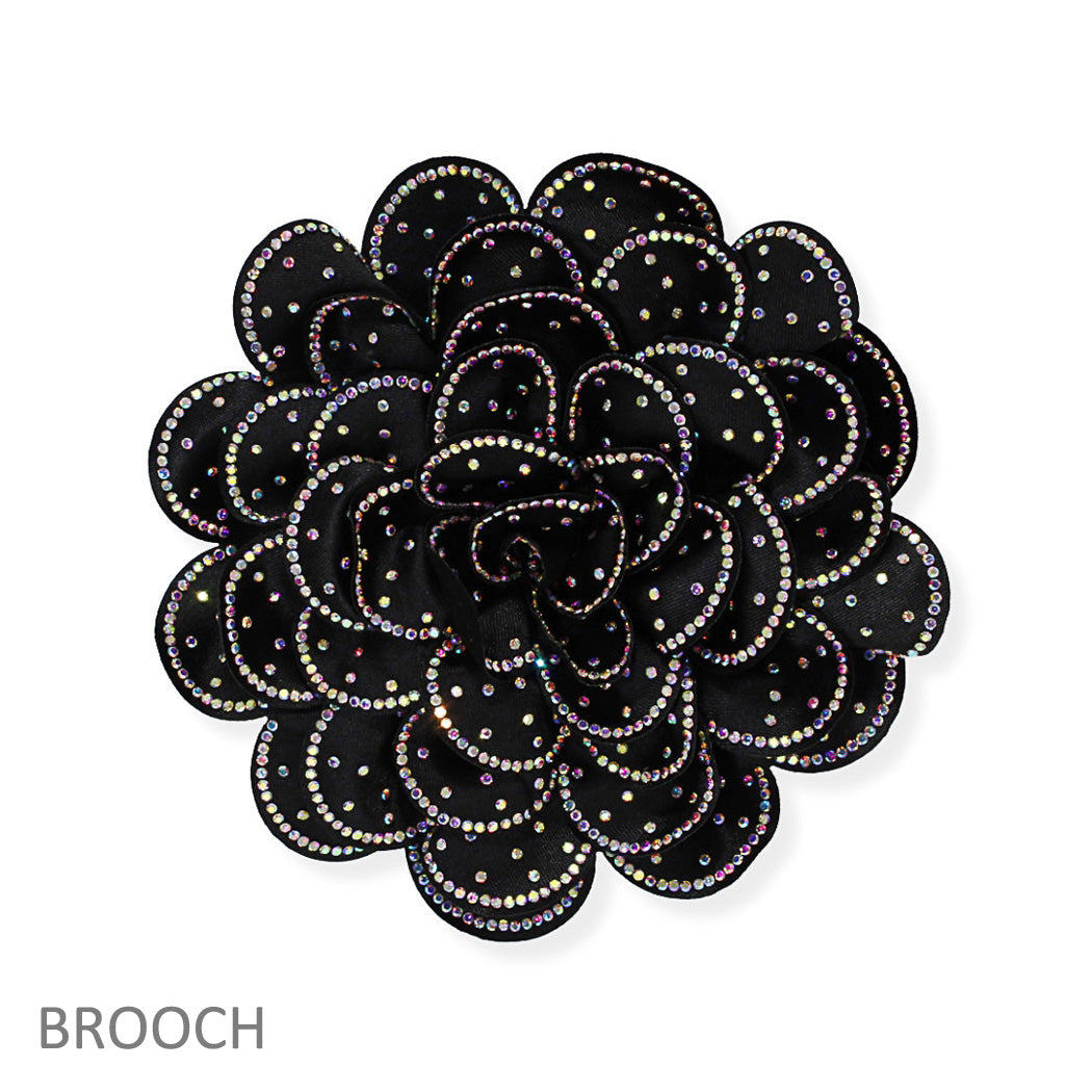 Big Flower Fabric Brooch With Accent