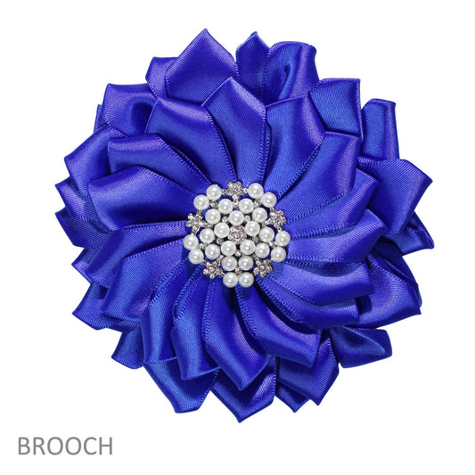Big Fabric Flower with Pearl, Crystal Rhinestone