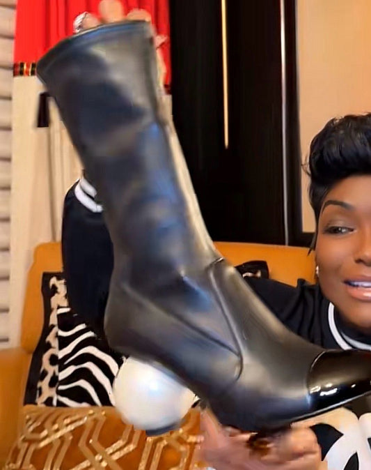Black Large Pearl Boots