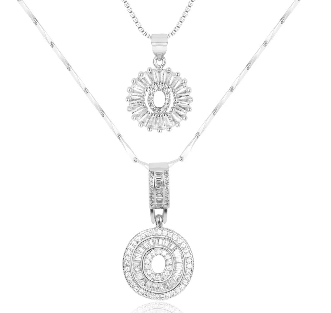Initial Silver Letter Pendant Necklaces 2-Pack
