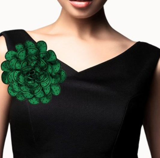 Big Flower Fabric Brooch With Accent