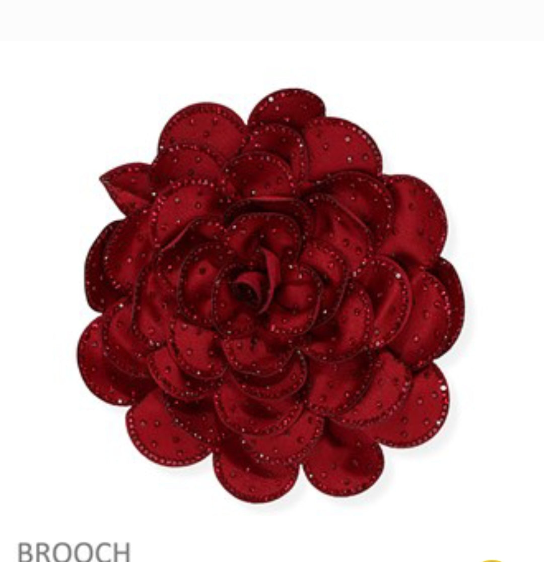 Big Flower Fabric Brooch With Accent
