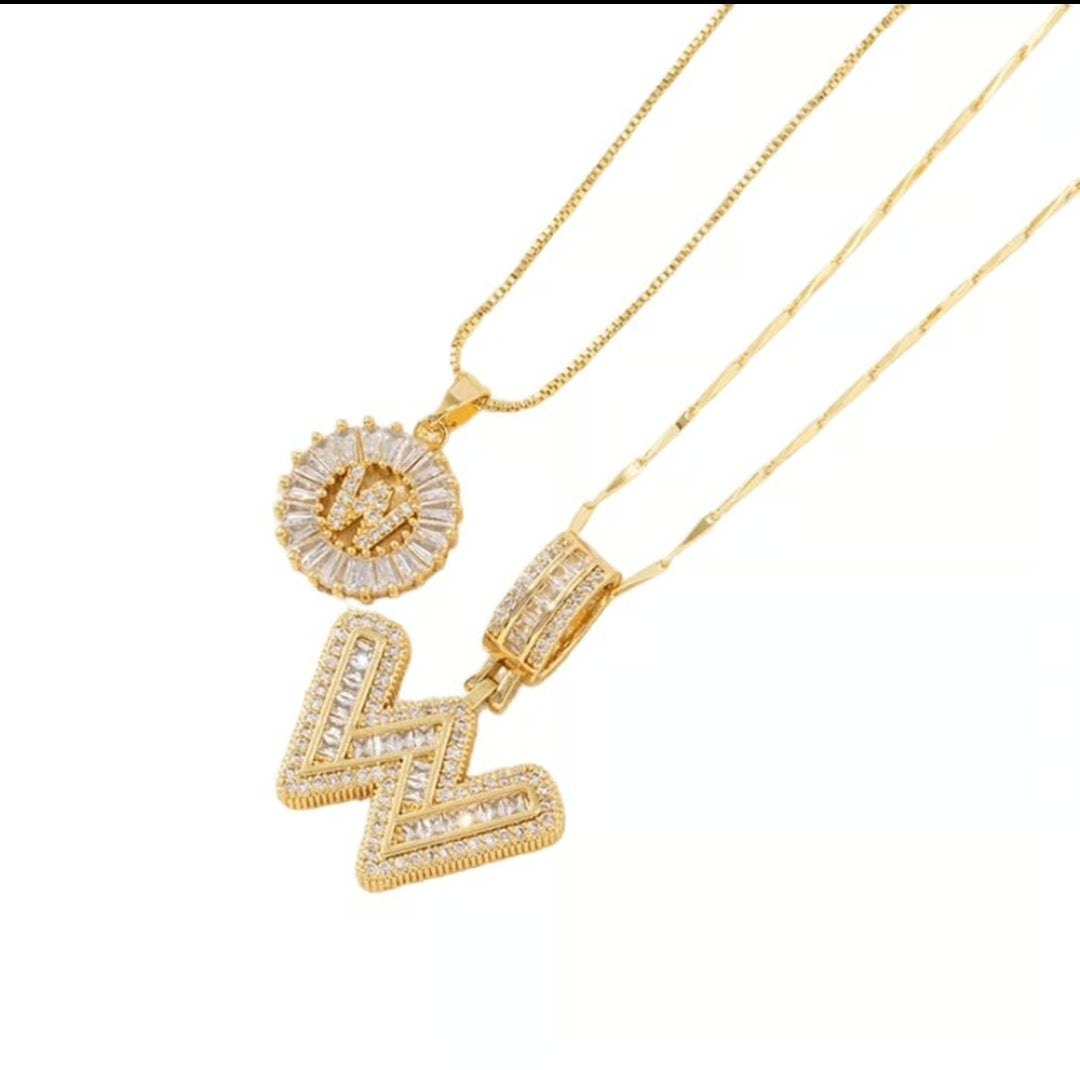 Initial Gold Letter Pendant Necklaces 2-Pack