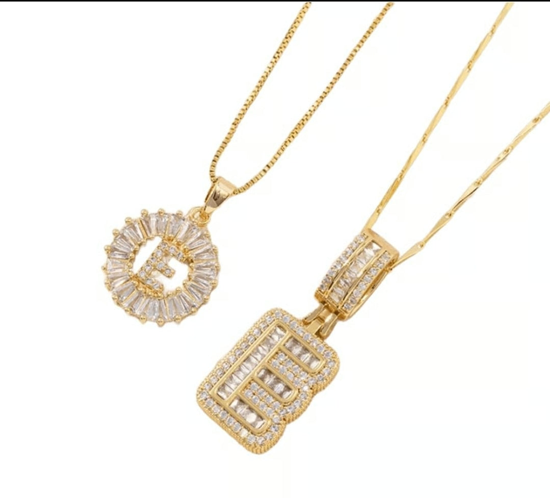 Initial Gold Letter Pendant Necklaces 2-Pack