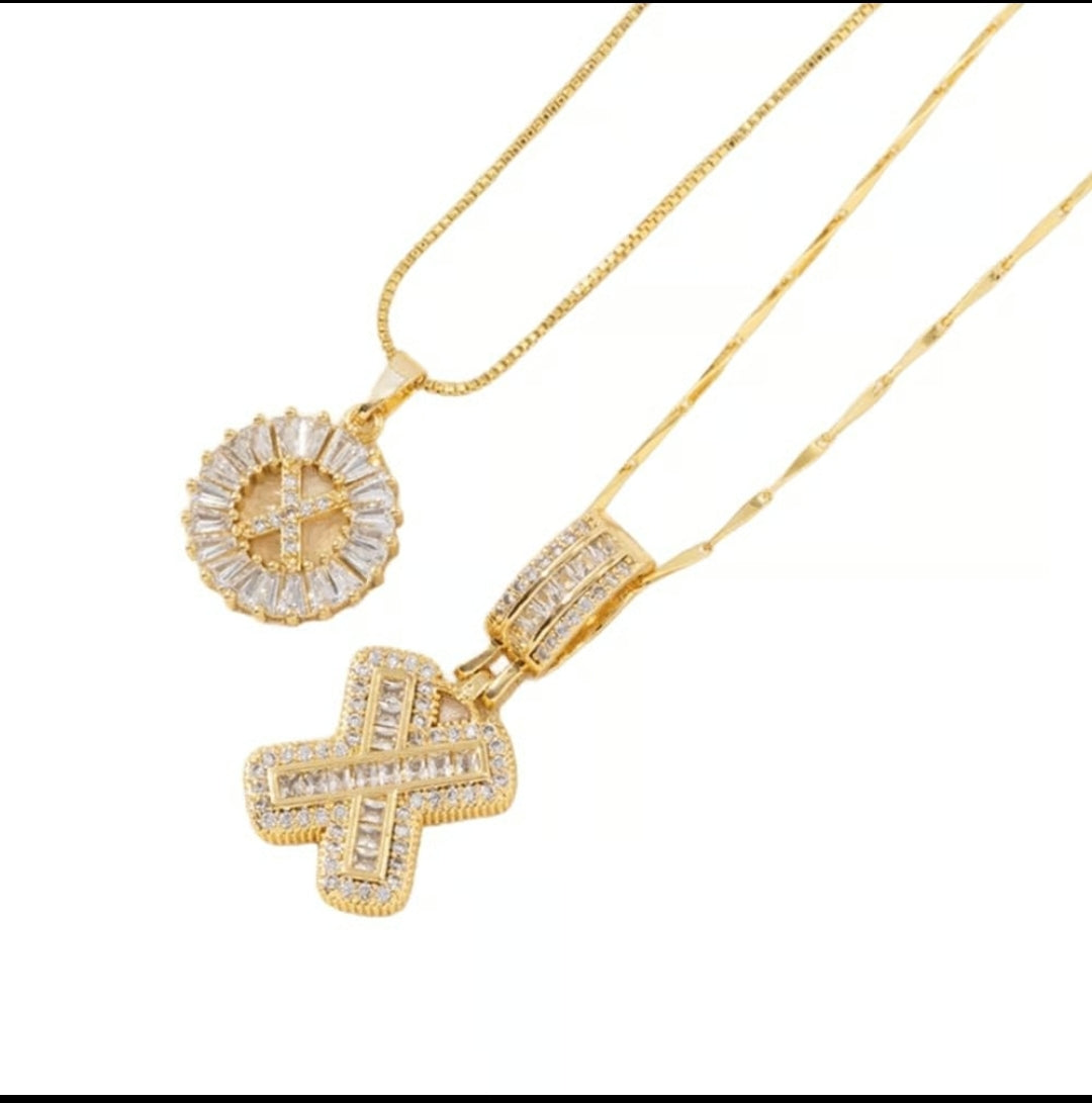 Initial Gold Letter Pendant Necklaces 2-Pack