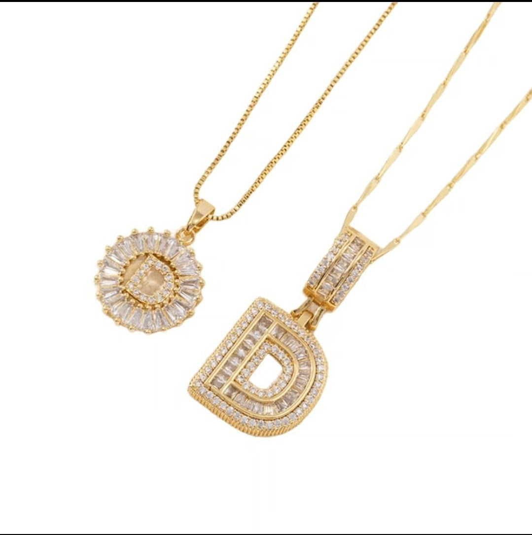 Initial Gold Letter Pendant Necklaces 2-Pack