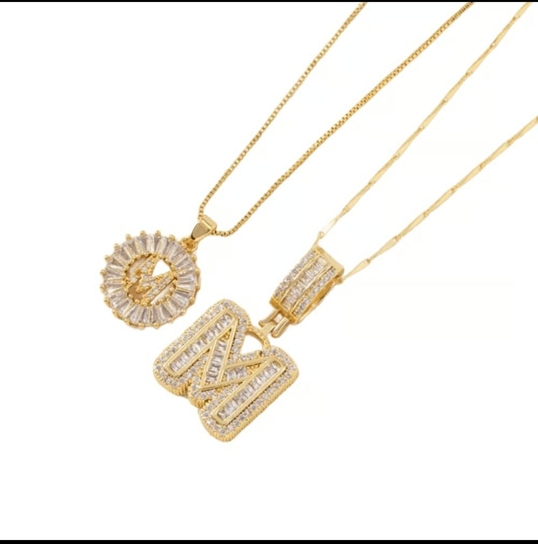 Initial Gold Letter Pendant Necklaces 2-Pack