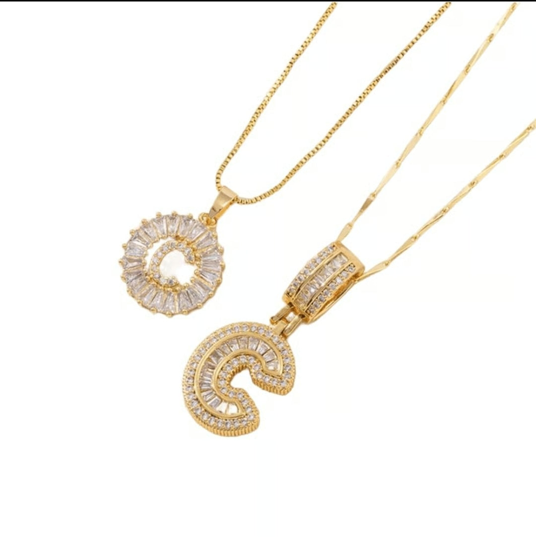 Initial Gold Letter Pendant Necklaces 2-Pack