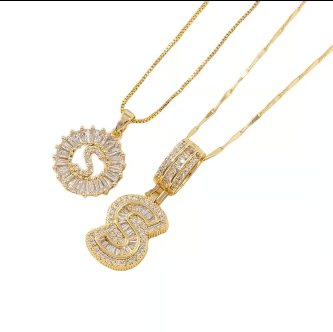 Initial Gold Letter Pendant Necklaces 2-Pack