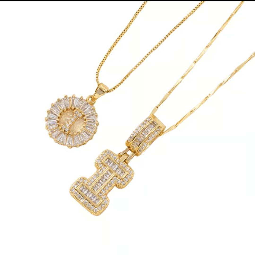 Initial Gold Letter Pendant Necklaces 2-Pack