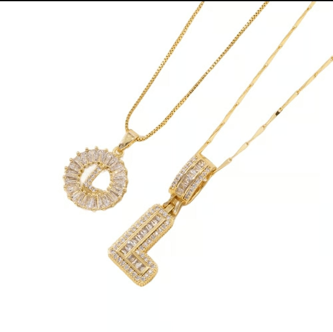 Initial Gold Letter Pendant Necklaces 2-Pack