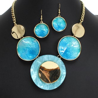 Geometric Round Celluliod Enamel Necklace