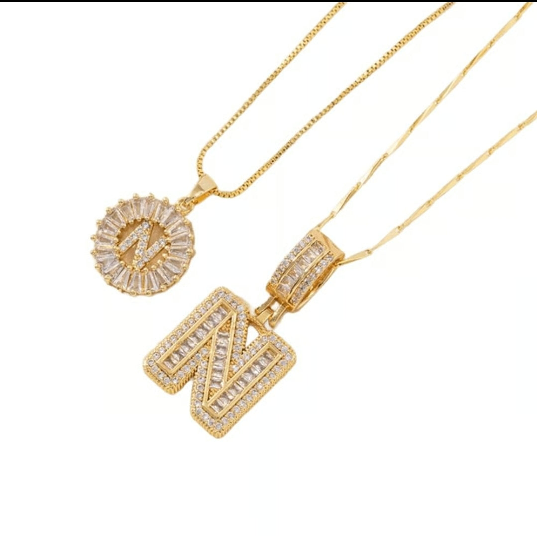 Initial Gold Letter Pendant Necklaces 2-Pack
