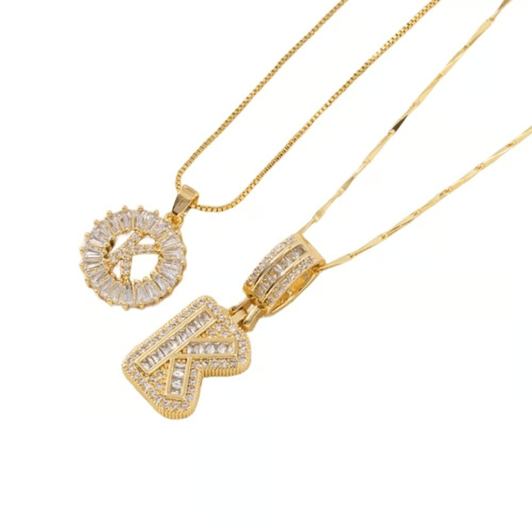 Initial Gold Letter Pendant Necklaces 2-Pack