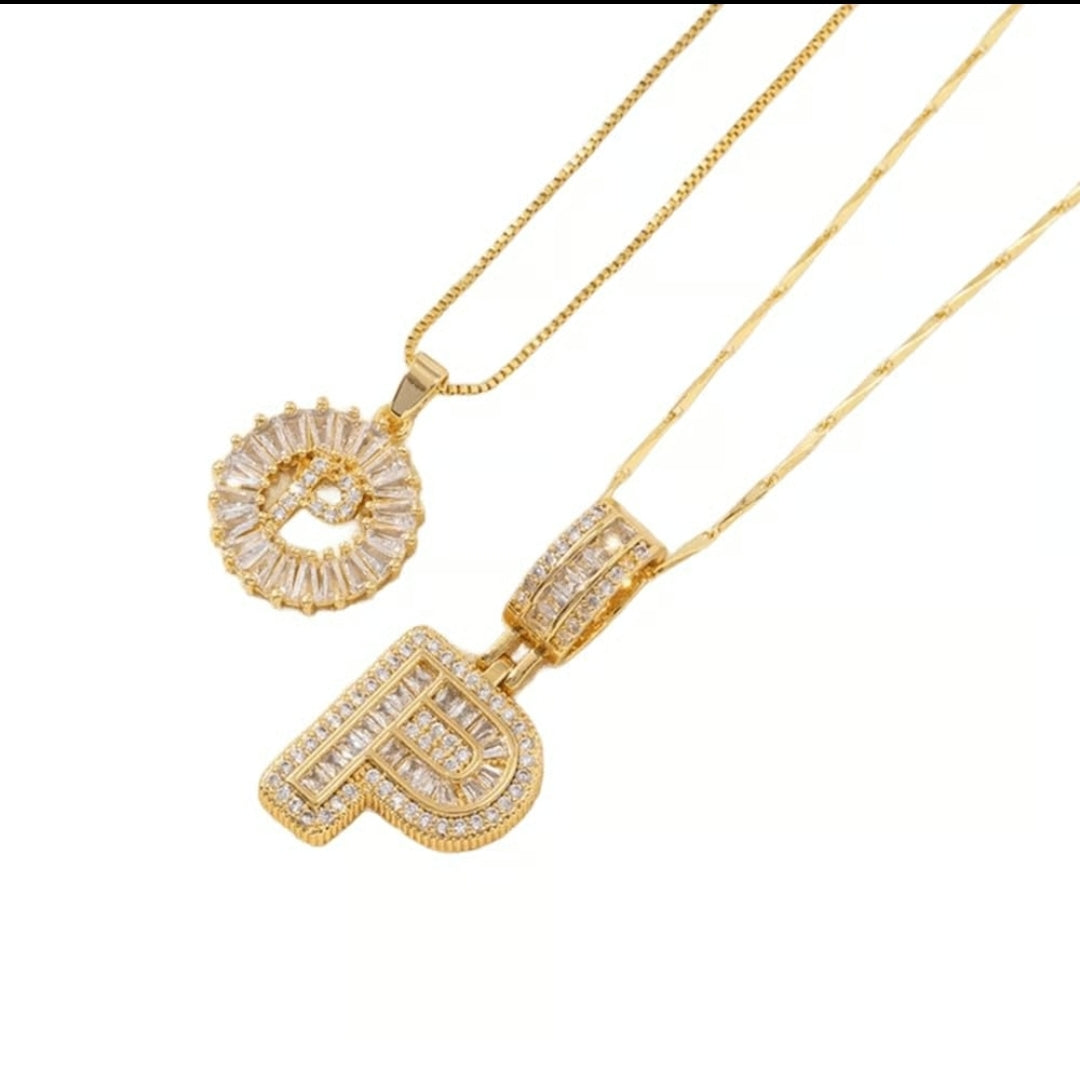 Initial Gold Letter Pendant Necklaces 2-Pack
