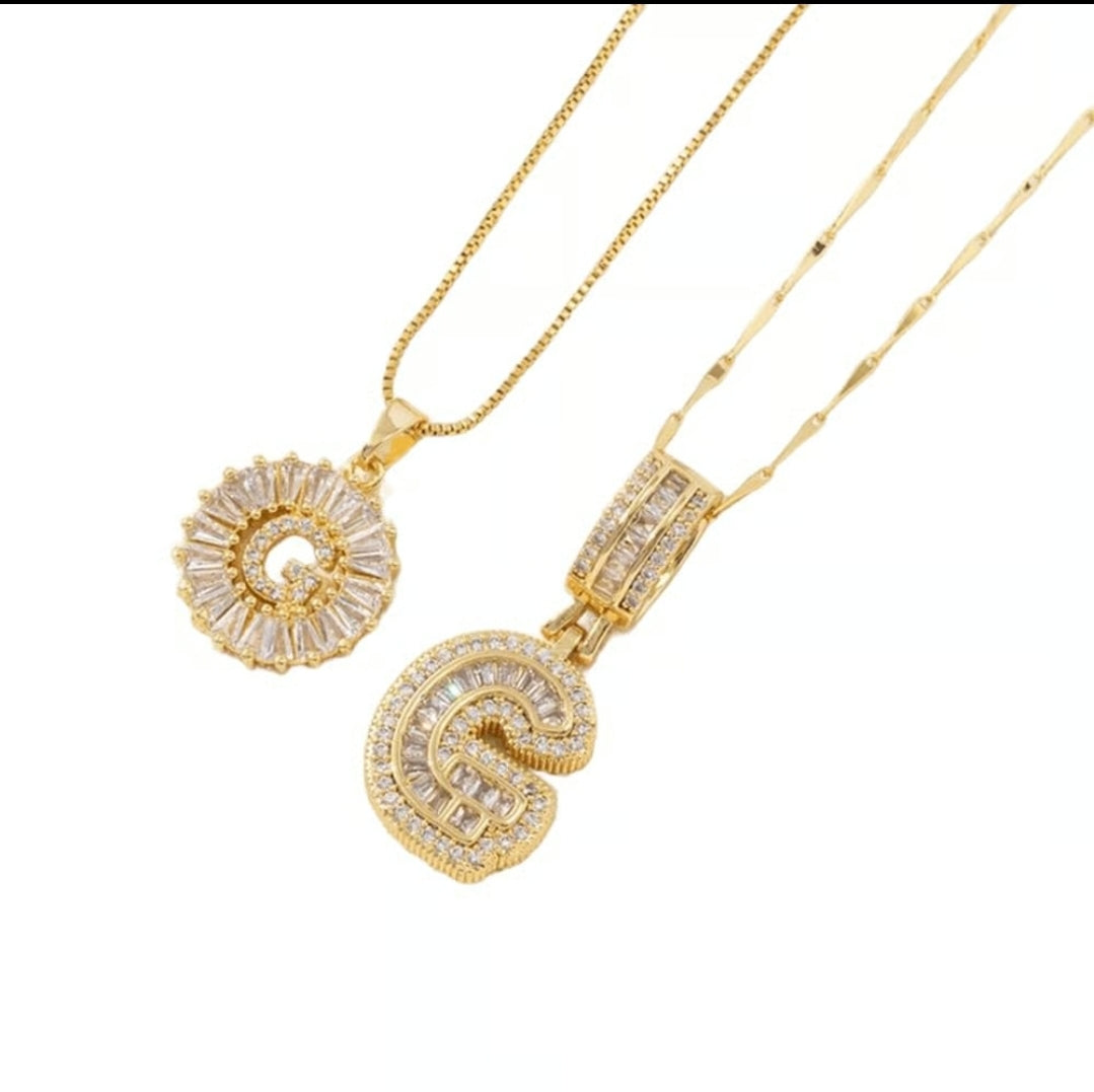 Initial Gold Letter Pendant Necklaces 2-Pack