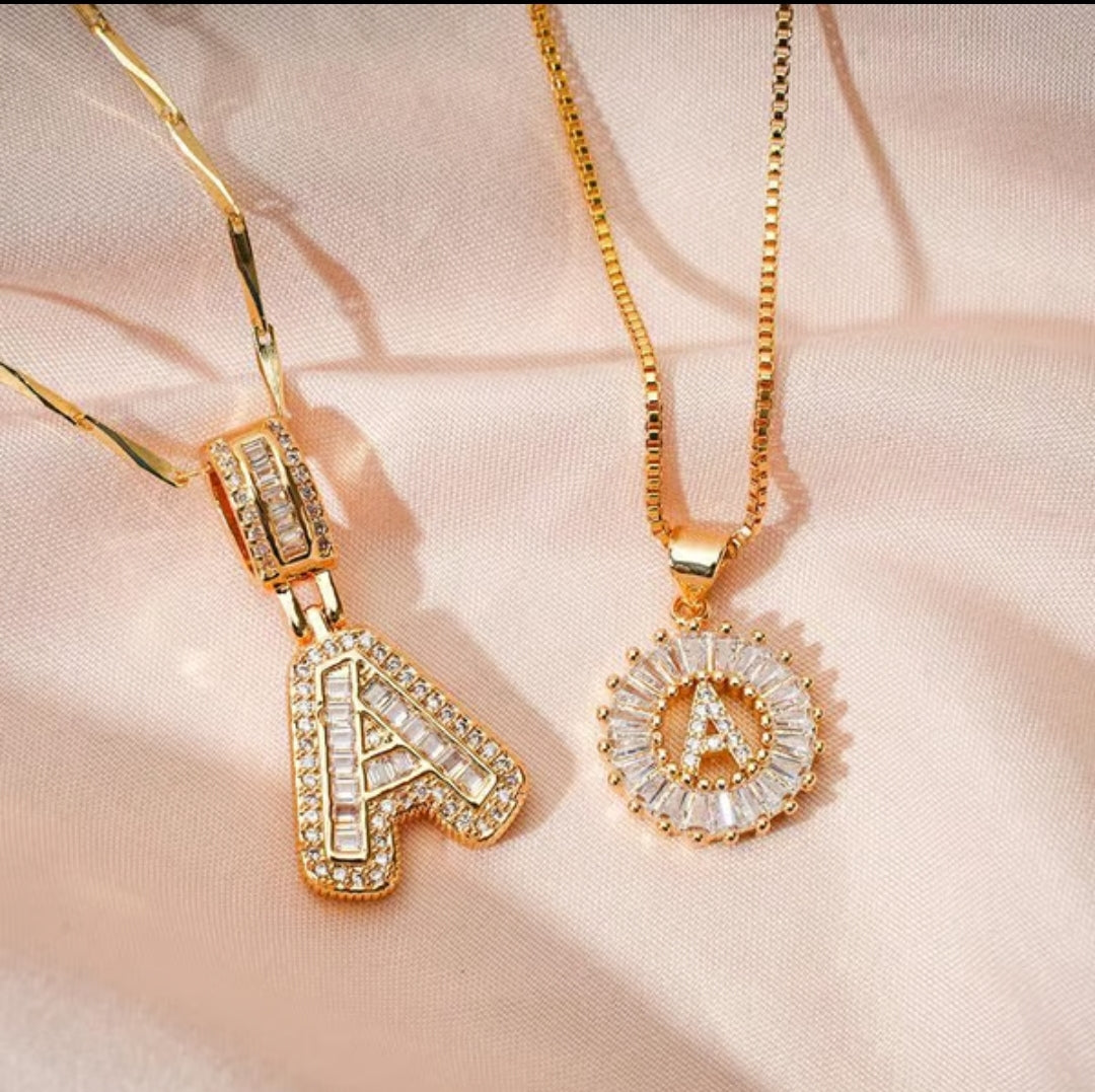 Initial Gold Letter Pendant Necklaces 2-Pack