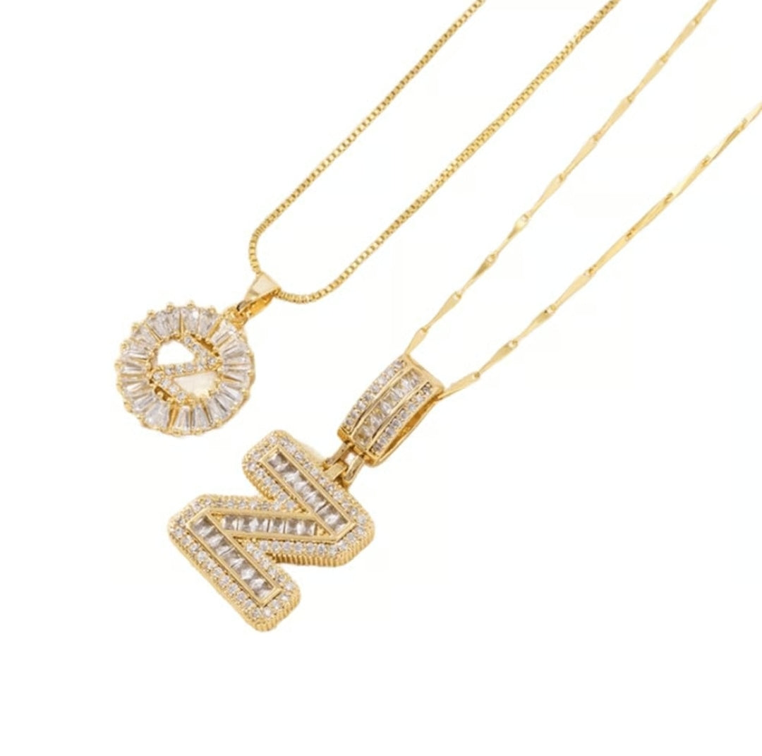 Initial Gold Letter Pendant Necklaces 2-Pack