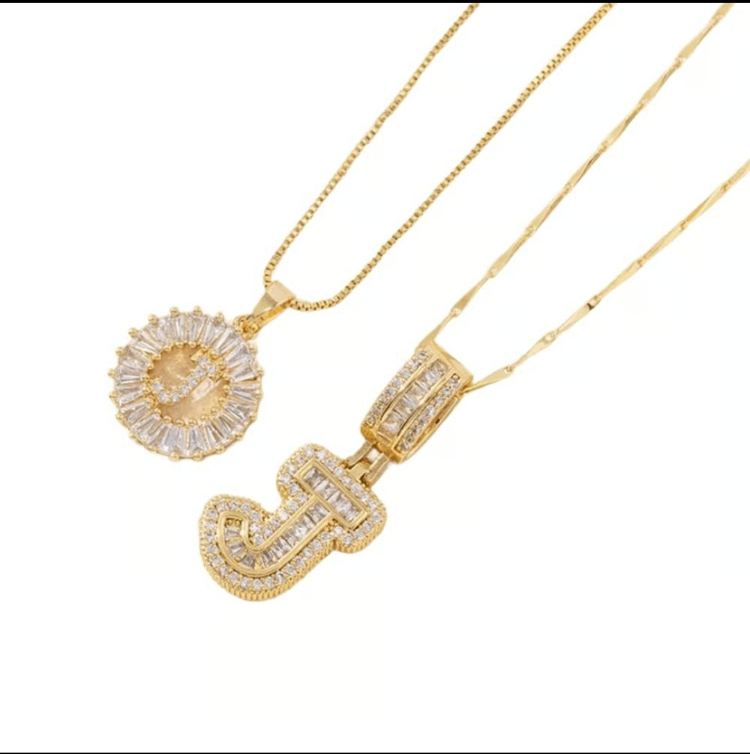 Initial Gold Letter Pendant Necklaces 2-Pack